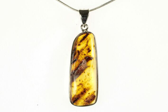 Polished Baltic Amber Pendant (Necklace) - Sterling Silver #279191